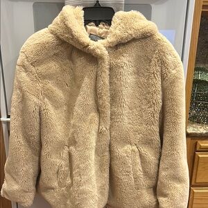 Cozy Tan Fleece Hooded Jacket. Brand No Rest for Bridget